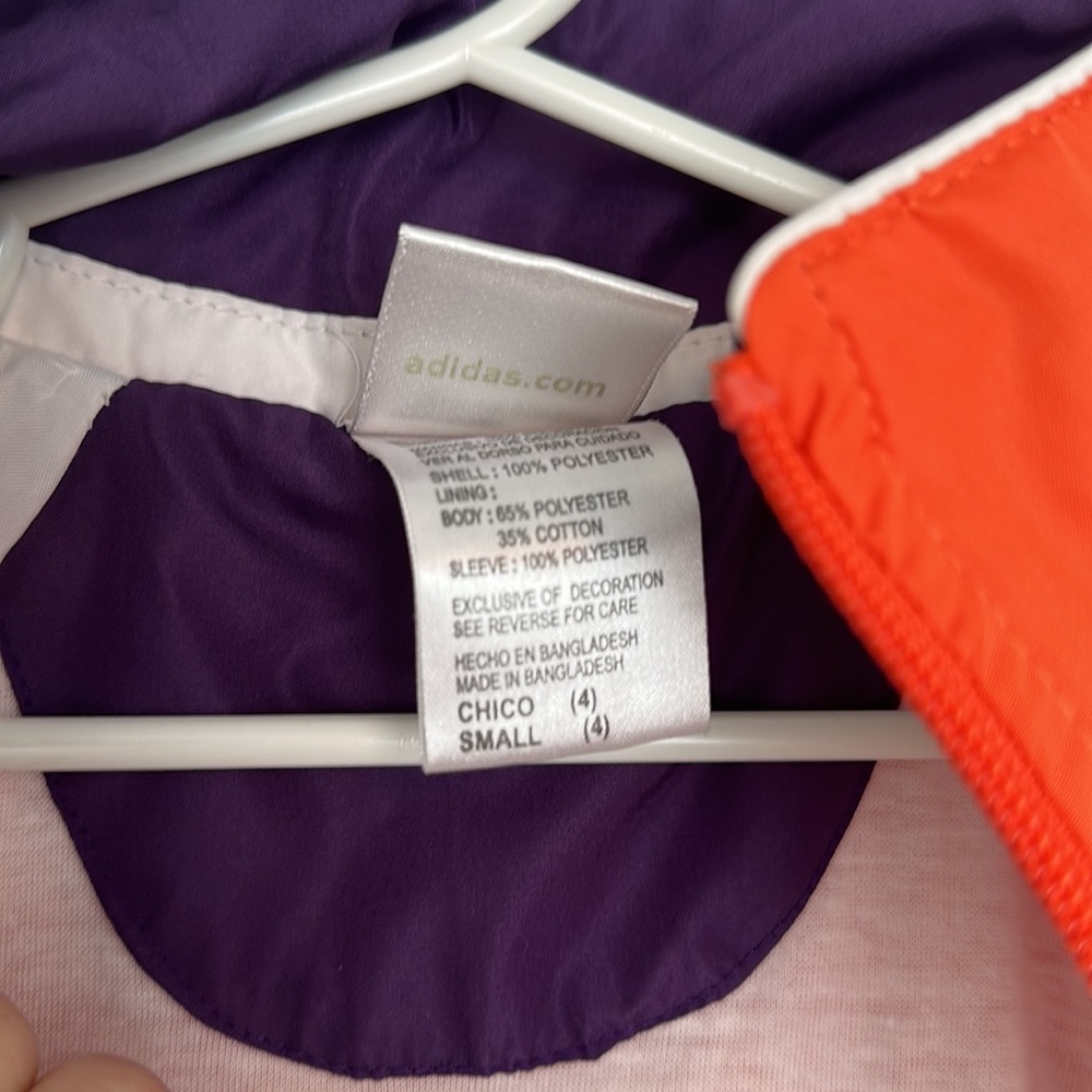 Adidas Clemson University Tigers Zip Windbreaker Size 4T - Picture 6 of 8